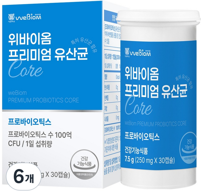 서울대위바이옴 프리미엄 유산균 프로바이오틱스 7.5g, 6개, 30정