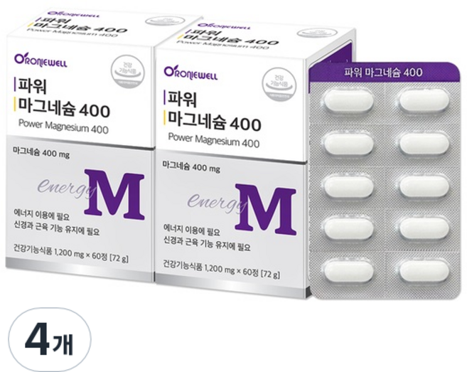 로니웰 파워 마그네슘 400, 4개, 60정