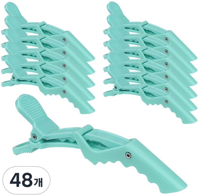 걸핀스 파스텔 헤어클립 미용 집게핀 대형 1520, 48개, 민트