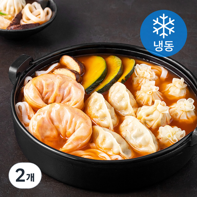 푸드어셈블 채선당 얼큰 꽃만두 전골 & 칼국수 밀키트 (냉동), 2개, 880g