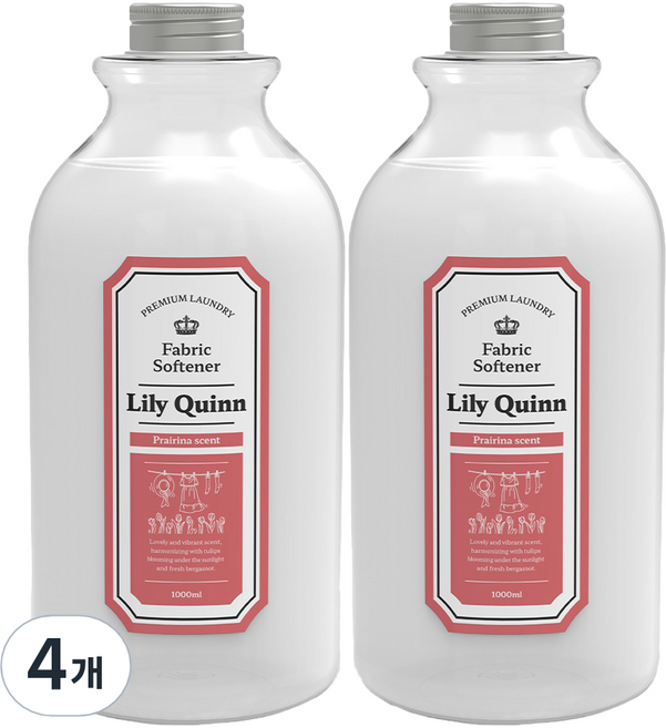 릴리퀸 프리미엄 섬유유연제 프레리나 본품, 1L, 4개