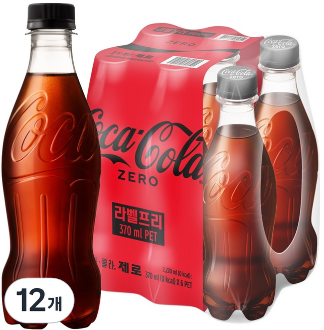 코카콜라 제로 무라벨, 370ml, 12개