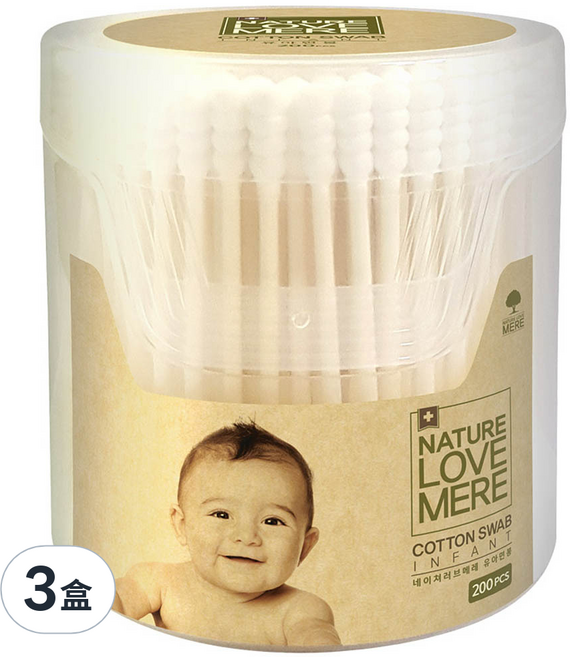 NATURE LOVE MERE 幼兒棉花棒 外用, 200入, 3盒