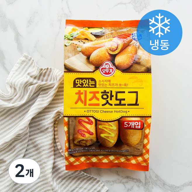 오뚜기 맛있는 치즈 핫도그 (냉동), 80g, 5개입, 2개