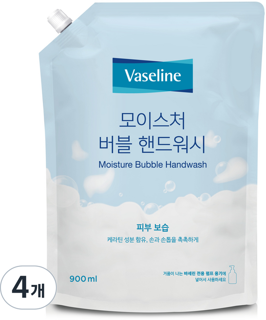애경바세린 모이스처 버블 핸드워시, 900ml, 4개