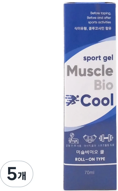 티에스 머슬바이오 스포츠겔 쿨 ROLL ON TYPE 70ml, 5개, 1개입 - 쿠팡