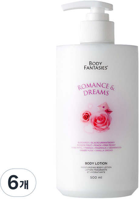 BODY FANTASIES 身體幻想 身體乳液 羅曼史與夢想 水果香, 6個, 500ml
