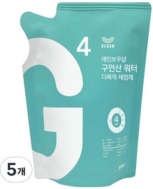 레인보우샵 구연산 워터 다목적세정제 리필, 500ml, 5개