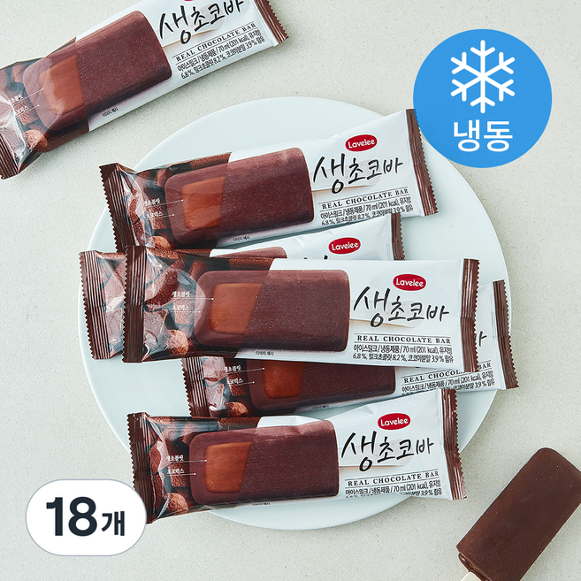 라벨리 생초코바 아이스크림 (냉동), 18개, 1개입, 70ml