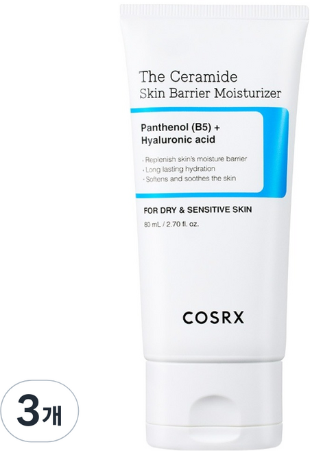 코스알엑스 더 세라마이드 스킨 베리어 모이스처라이저 크림, 80ml, 3개