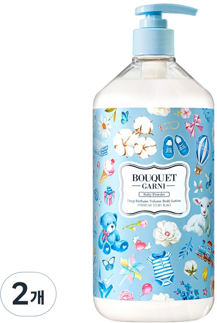 부케가르니 딥 퍼퓸 볼륨 바디로션 베이비 파우더, 1L, 2개