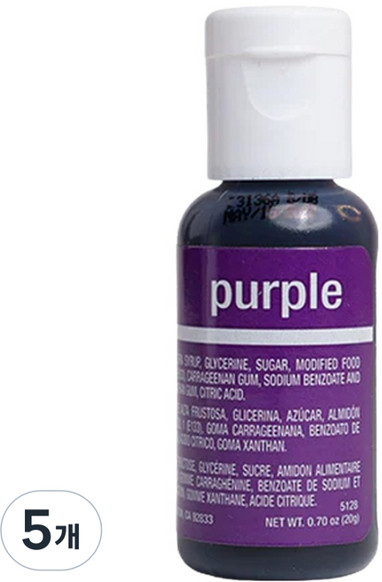 셰프마스터 리쿠아젤 수용성 식용색소 퍼플, 20g, 5개