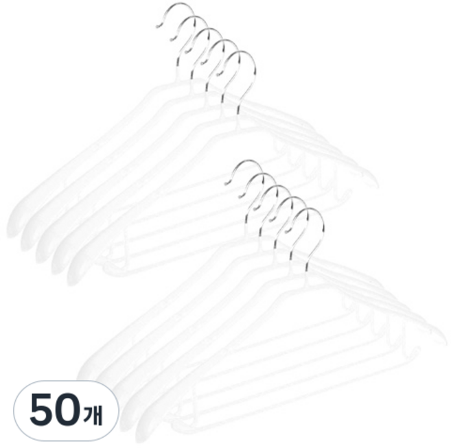 살림의기술 정장 논슬립 코팅 옷걸이, 화이트, 50개