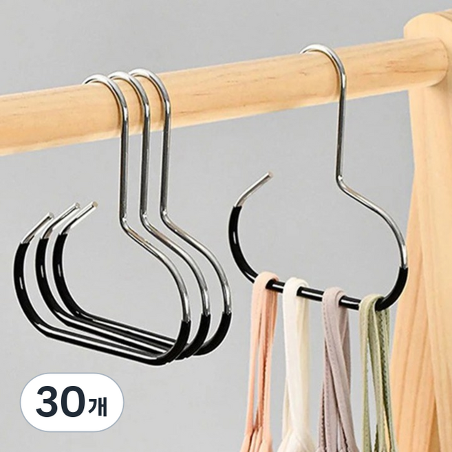 아케이바이 고급형 논슬립 링 옷걸이, 블랙, 30개
