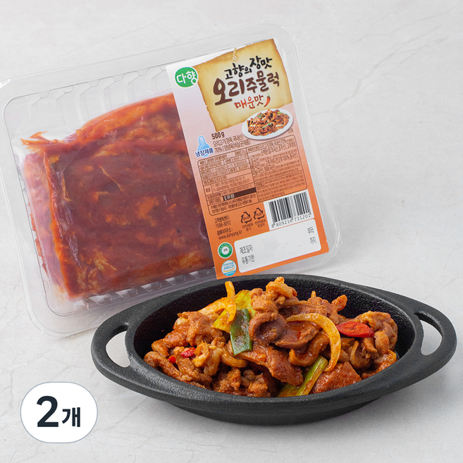 다향 고향의장맛 오리주물럭 매운맛, 500g, 2개