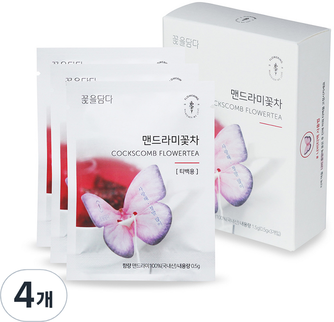꽃을담다 나비티백 맨드라미꽃차, 500mg, 3개입, 4개