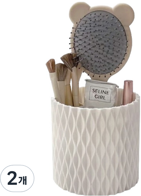 디오셀 웨이브패턴 인테리어 브러쉬 스탠드 케이스, 화이트, 2개