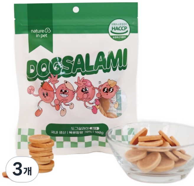 네이처인펫 강아지 도그살라미, 3개, 100g, 황태
