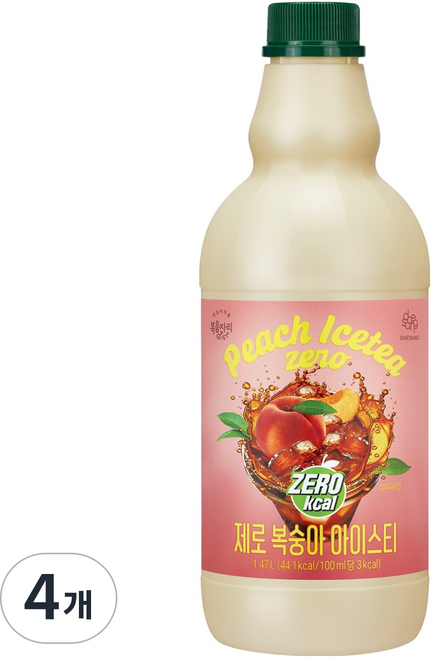 복음자리 제로 복숭아 아이스티, 1.47L, 4개