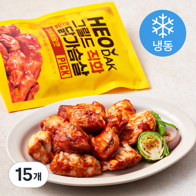 허닭 PICK 그릴드 직화 한입 닭가슴살 제육볶음맛 (냉동), 100g, 1개입, 15개