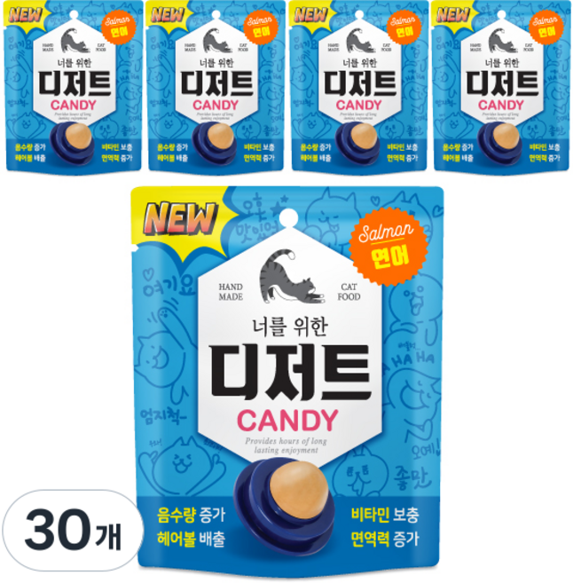 너를위한디저트 고양이 캔디, 연어맛, 3.5g, 30개
