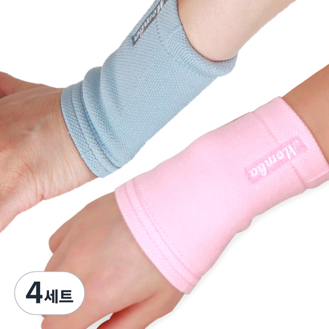 맘바스포츠 액티브드라이 손목보호대 일반형 핑크+민트, 4세트