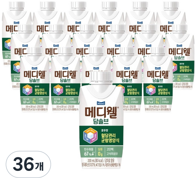 메디웰 당솔브 호두맛 혈당관리 균형영양식, 200ml, 36개