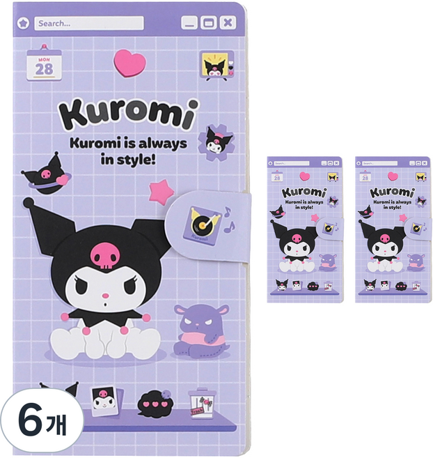 산리오 마그넷 점착메모지, 쿠로미, 150개입, 6개