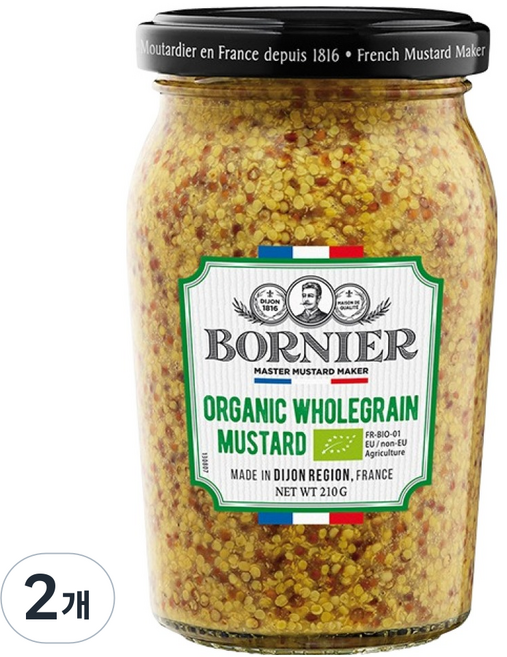 보르니에르 유기농 홀그레인 머스타드, 210g, 2개