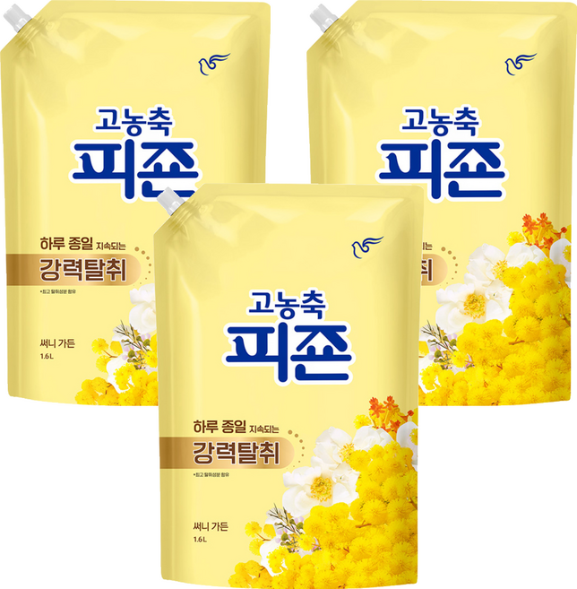피죤 고농축 강력탈취 오리지널 섬유유연제 써니가든 리필, 1.6L, 3개