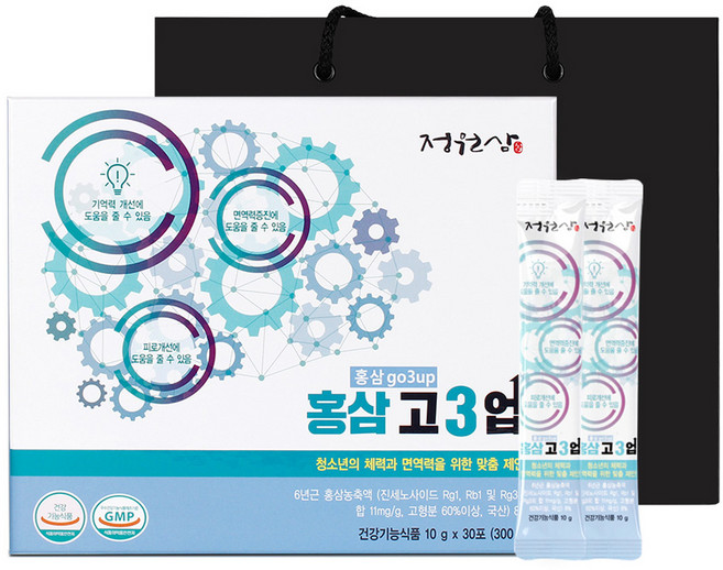 정원삼 홍삼스틱 고3업 + 쇼핑백, 30회분, 1개