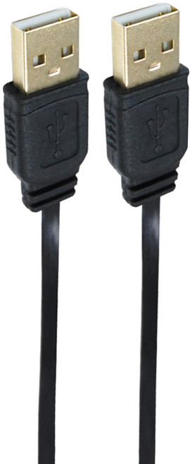 i-gota 愛購它 USB 2.0 A公-A公 黑色扁線 鍍金頭 FUSB-AAPP01, 1m, 1入