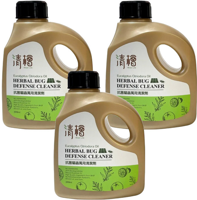 Hinoki Life 清檜 抗菌驅蟲萬用清潔劑, 600ml, 3瓶