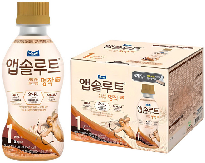 앱솔루트 시작부터 명작 2FL 액상분유 1단계, 200ml, 6개