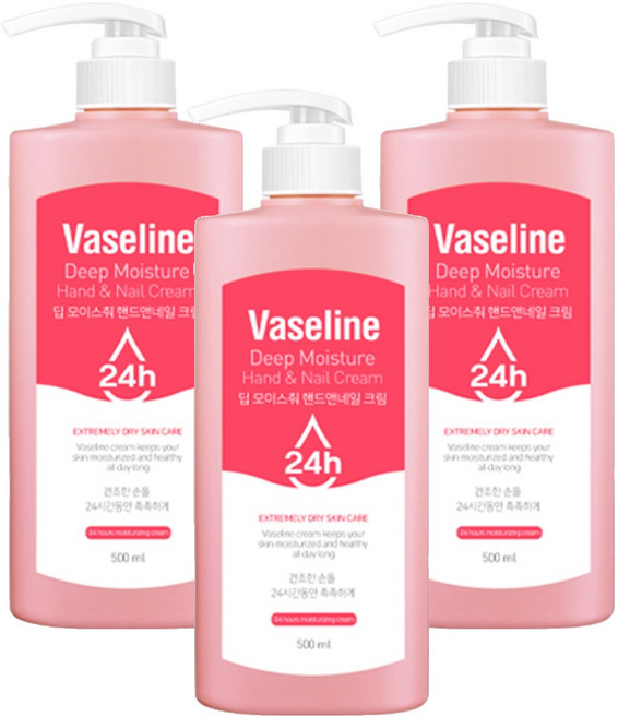 시투와이 바세린 24h 딥 모이스춰 핸드앤네일 크림, 500ml, 3개