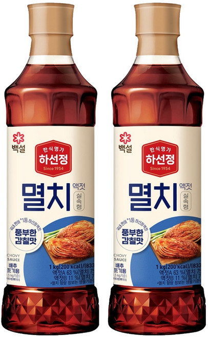 하선정 알뜰형 멸치액젓, 1kg, 2개