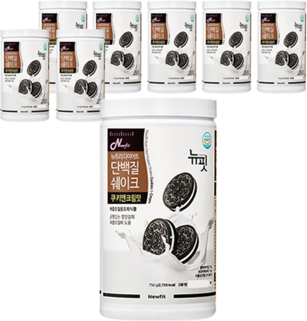 뉴핏 뉴트리 다이어트 단백질 쉐이크 쿠키앤크림맛, 750g, 8개