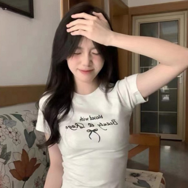 PEONIST 女款 Bless 蝴蝶結印花修身短袖T恤