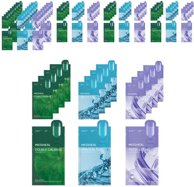 메디힐 더블 카밍 워터 5p + 히알루 모이스트 에센스 5p + 펩타 리프팅 앰플 5p 마스크팩 세트, 15개입, 6세트