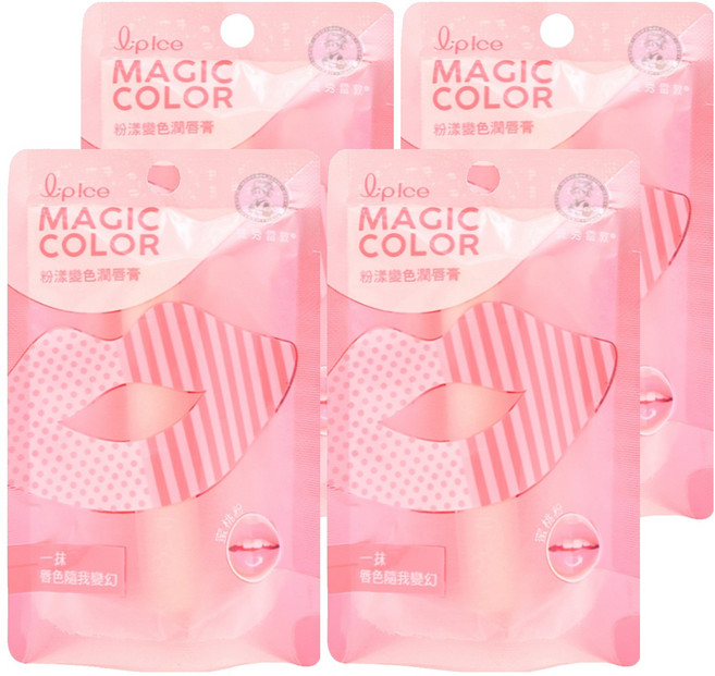 MENTHOLATUM 曼秀雷敦 台灣公司貨 粉漾變色潤唇膏, 蜜桃粉, 2g, 4支