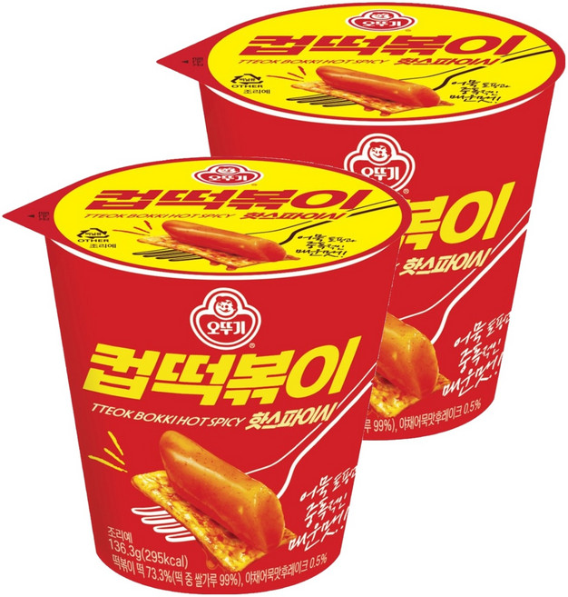 오뚜기 컵떡볶이 핫스파이시, 136.3g, 2개