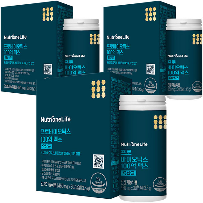 뉴트리원 프로바이오틱스 100억 맥스 유산균 13.5g, 3개, 30정