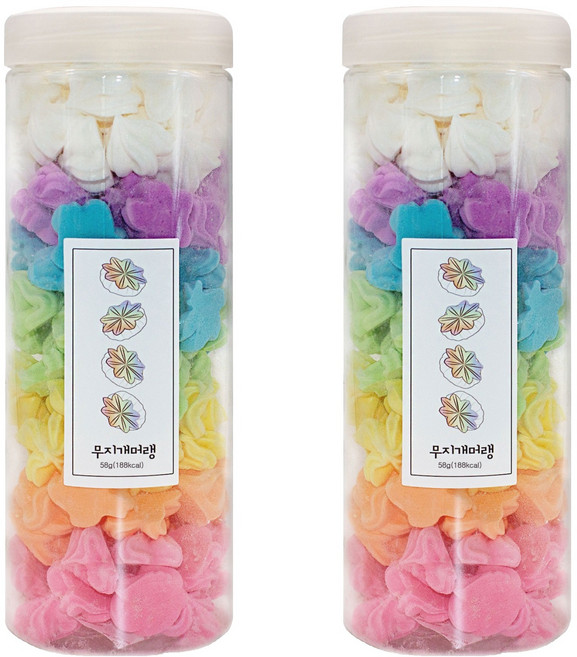 설롱디저트 솜사탕 눈꽃머랭쿠키 무지개 1000ml, 58g, 2개