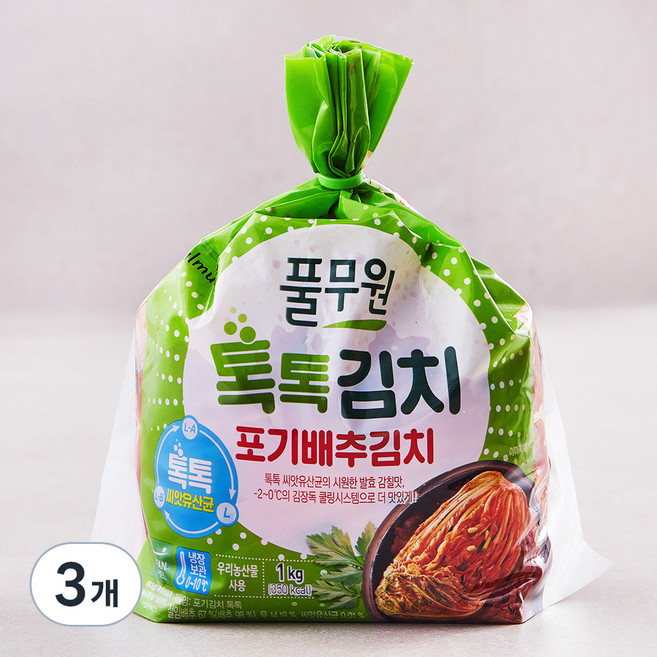 풀무원 톡톡 포기김치, 1kg, 3개