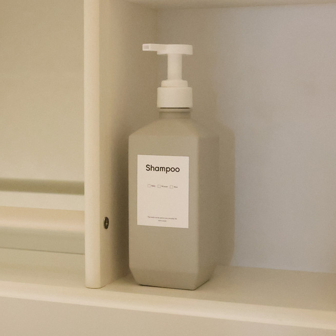 뉴앤룩 샴푸 소분 용기 폴리 일반형 + 스티커 세트, 1개, 그레이