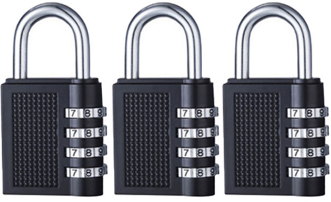 다다 4단 대형 비밀번호 자물쇠 블랙, 3개