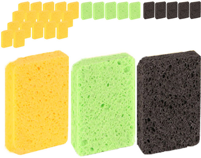람스홈 셀룰로오스 흠집제로 수세미 10개입 옐로우 6개 블랙 2개 그린 2개, 3세트
