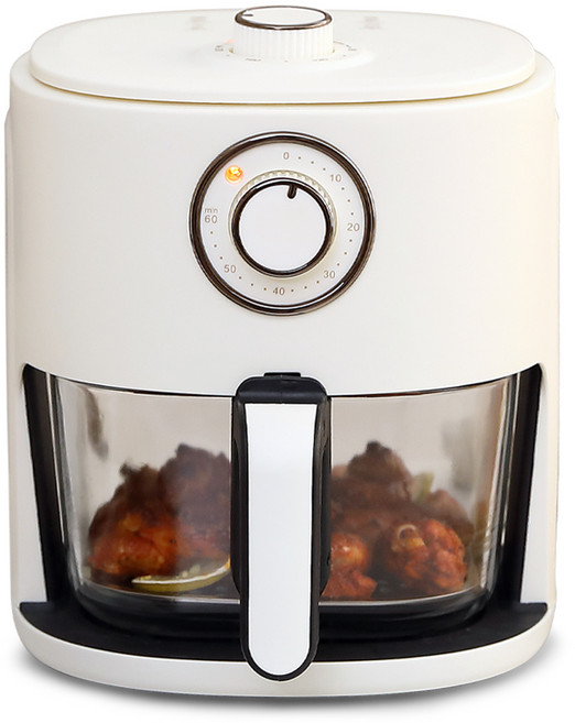 BRUnO 旋鈕式玻璃氣炸鍋 3.8L, AFG-2412M, 米色