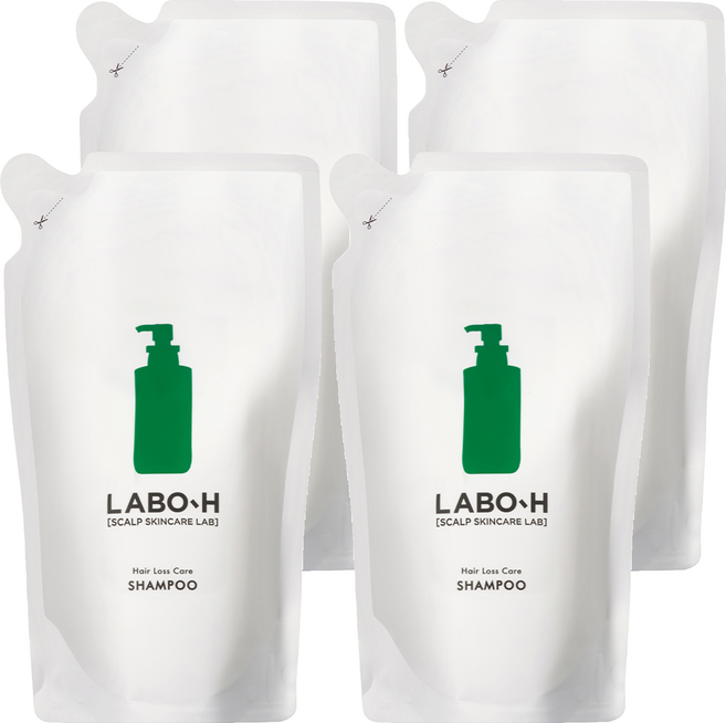 라보에이치 탈모증상완화 약산성 두피강화 비건 샴푸 리필팩, 400ml, 4개