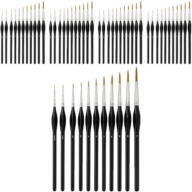 Mungudam 多用途美術畫筆 線條細毛筆 11件組 黑色, 5套, 17.5~19.4cm